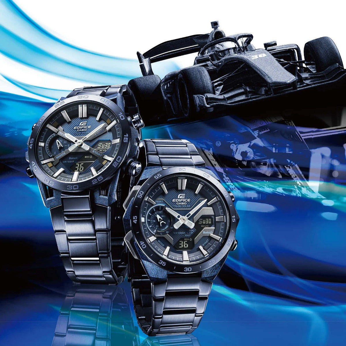 EDIFICE WINDFLOW COOL BLUE EDITION MEN'S WATCH SMARTPHONE LINK Analog-Digital - ECB-2200CB-2ADF