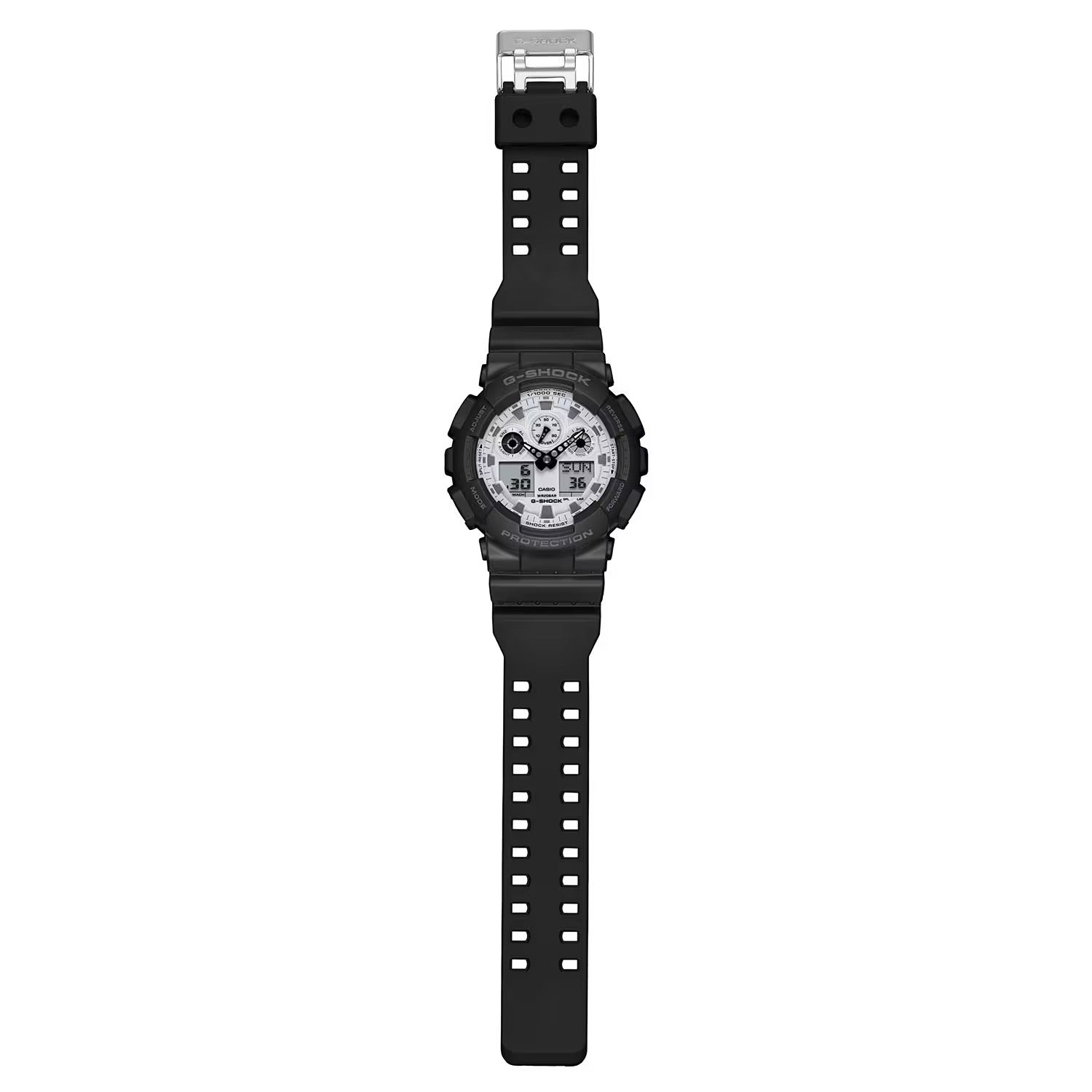 G-SHOCK Men's Watch Analog-Digital Black and Brilliant White - GA-100WD-1ADR