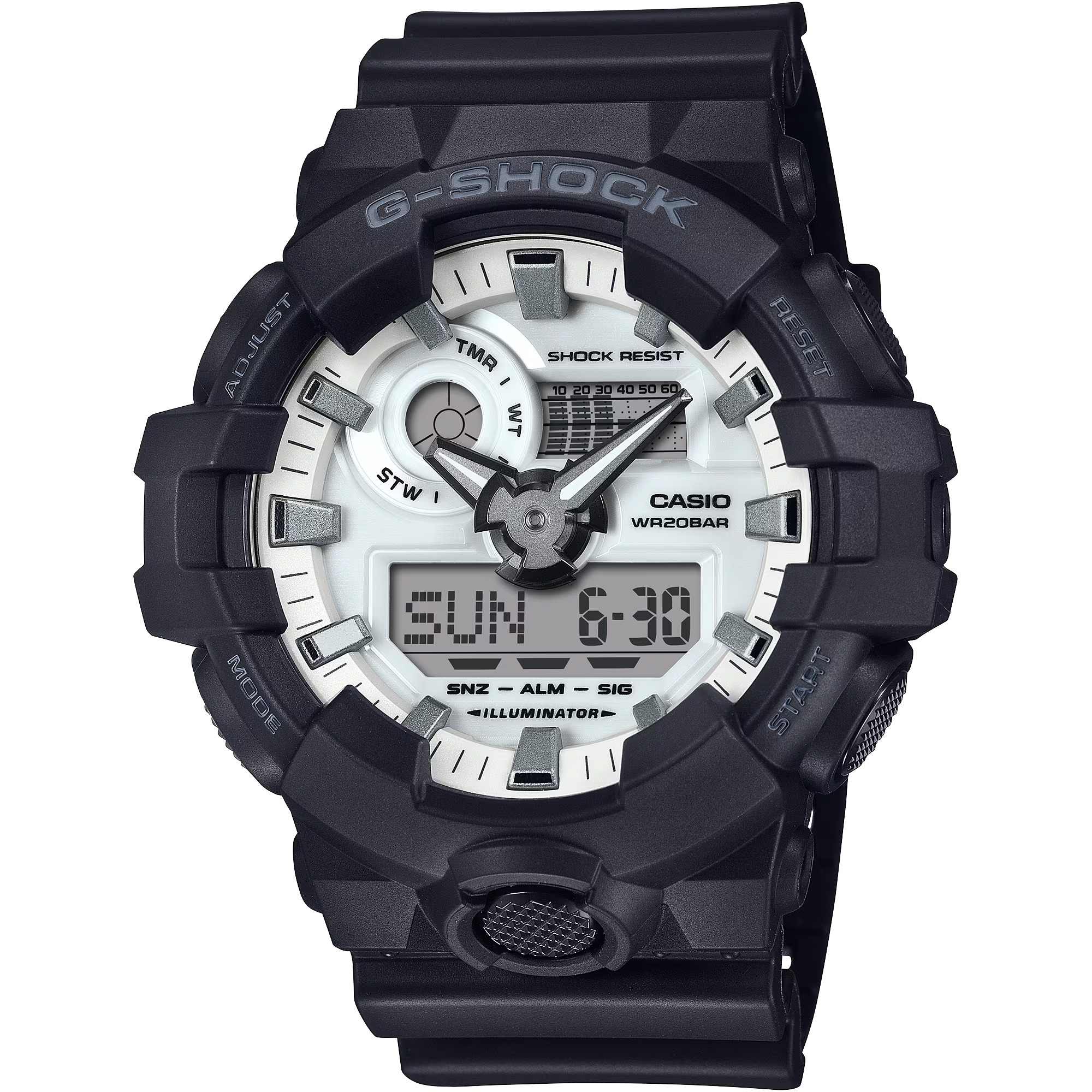 G-SHOCK Men's Watch Analog-Digital Black and Brilliant White - GA-700WD-1ADR