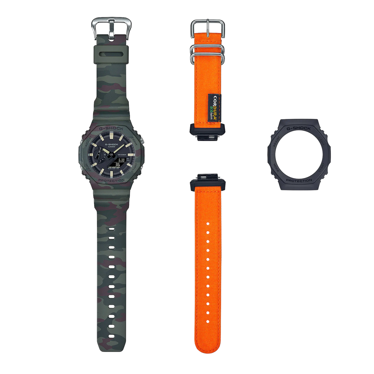 G-Shock watch with interchangeable attached strap GAE-2100WE-3ADR