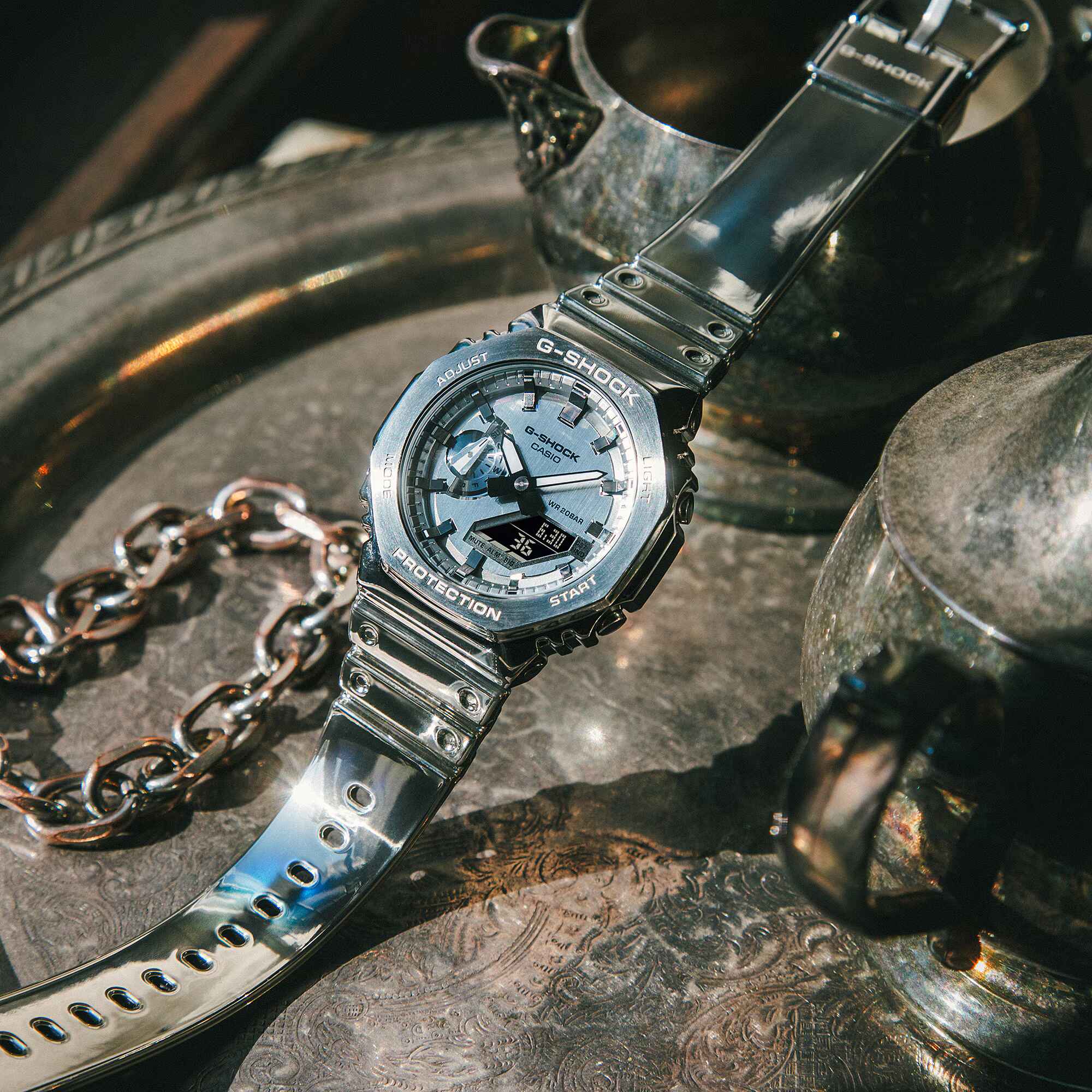 G-SHOCK G-STEEL FINE METALLIC SERIES Silver Men's Watch Analog-Digital - GM-2100YM-8ADR