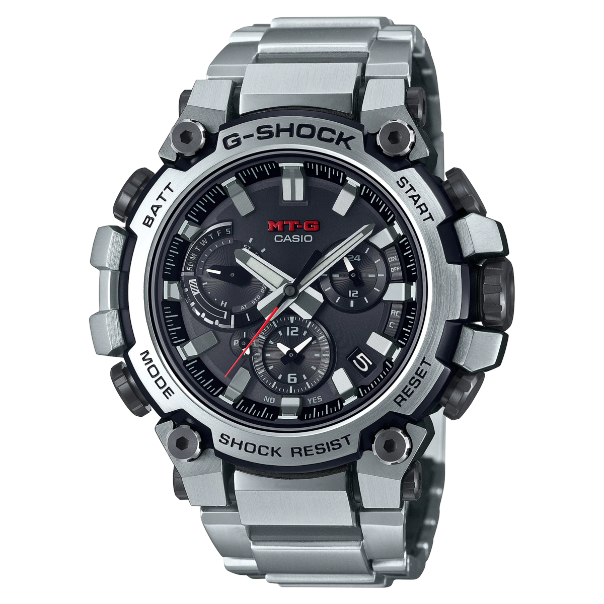 Casio G-Shock with stainless steel strap and steel bezel MTG-B3000D-1ADR