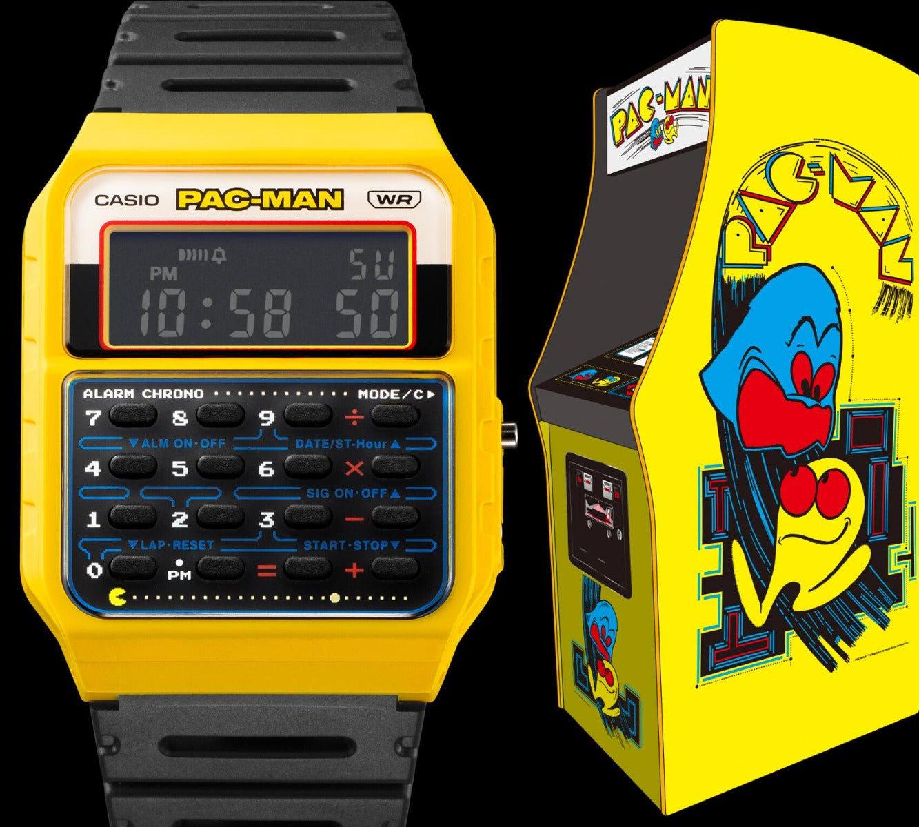 CASIO 45th PAC-MAN anniversary Edition Calculator Unisex Digital Watch - CA-53WPC-1BDR