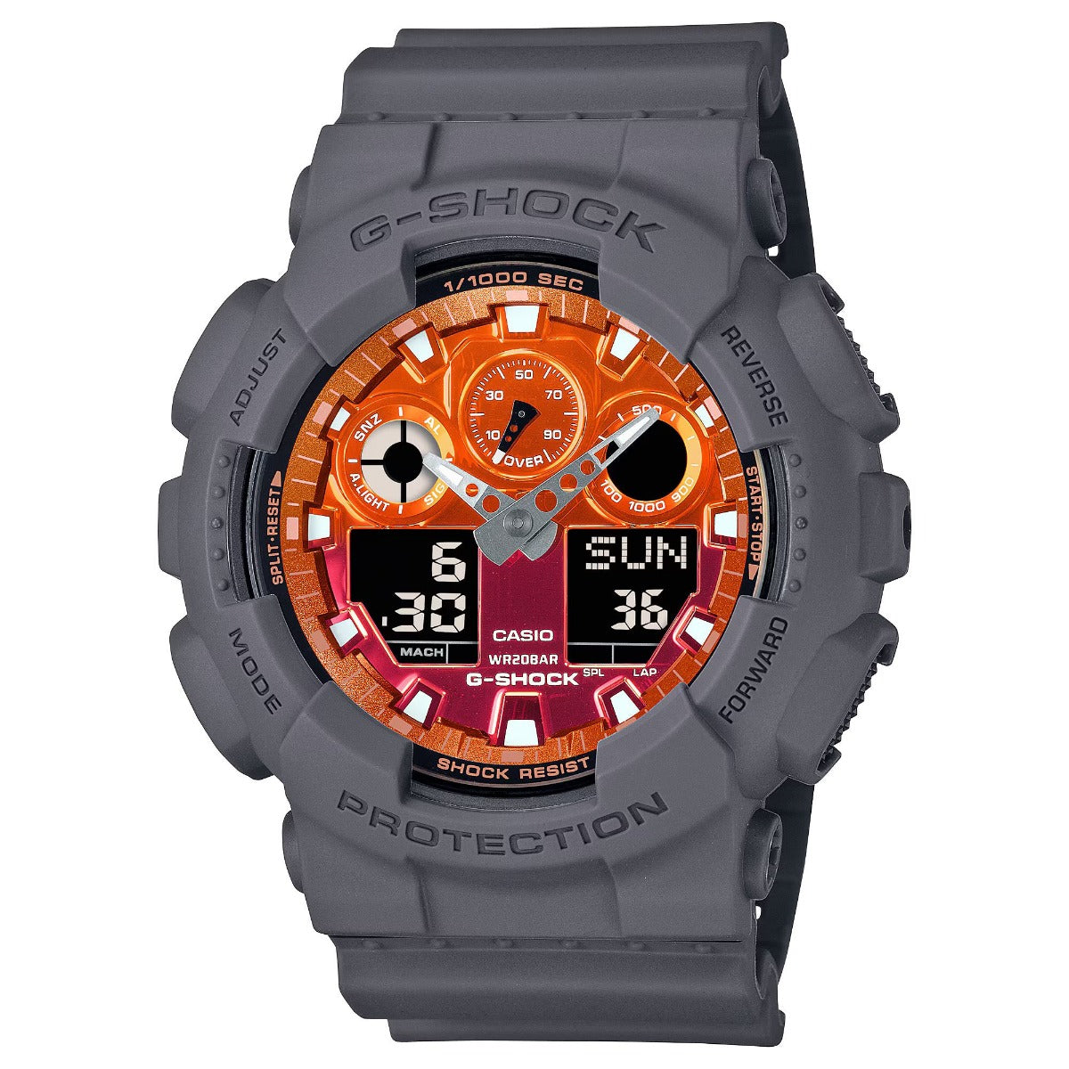 G-SHOCK Men's Watch Analog-Digital Vibrant Orange Flame Color - GA-100FL-8ADR