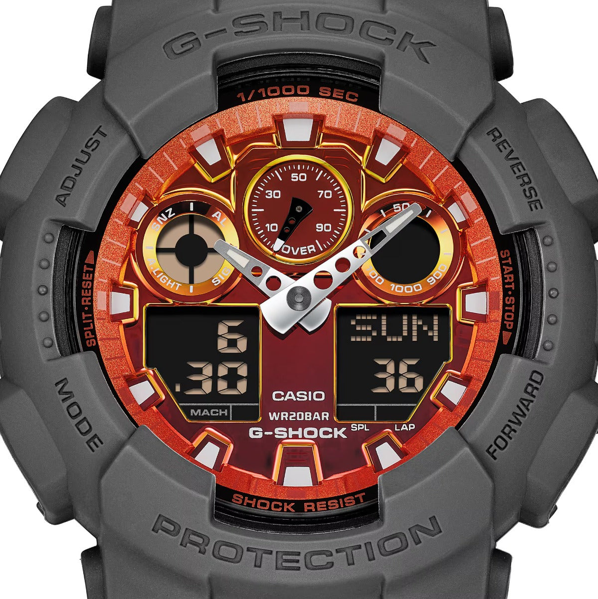 G-SHOCK Men's Watch Analog-Digital Vibrant Orange Flame Color - GA-100FL-8ADR