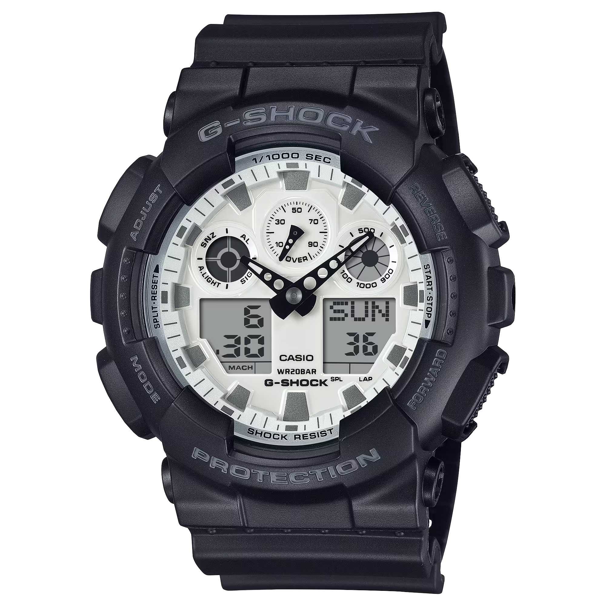G-SHOCK Men's Watch Analog-Digital Black and Brilliant White - GA-100WD-1ADR