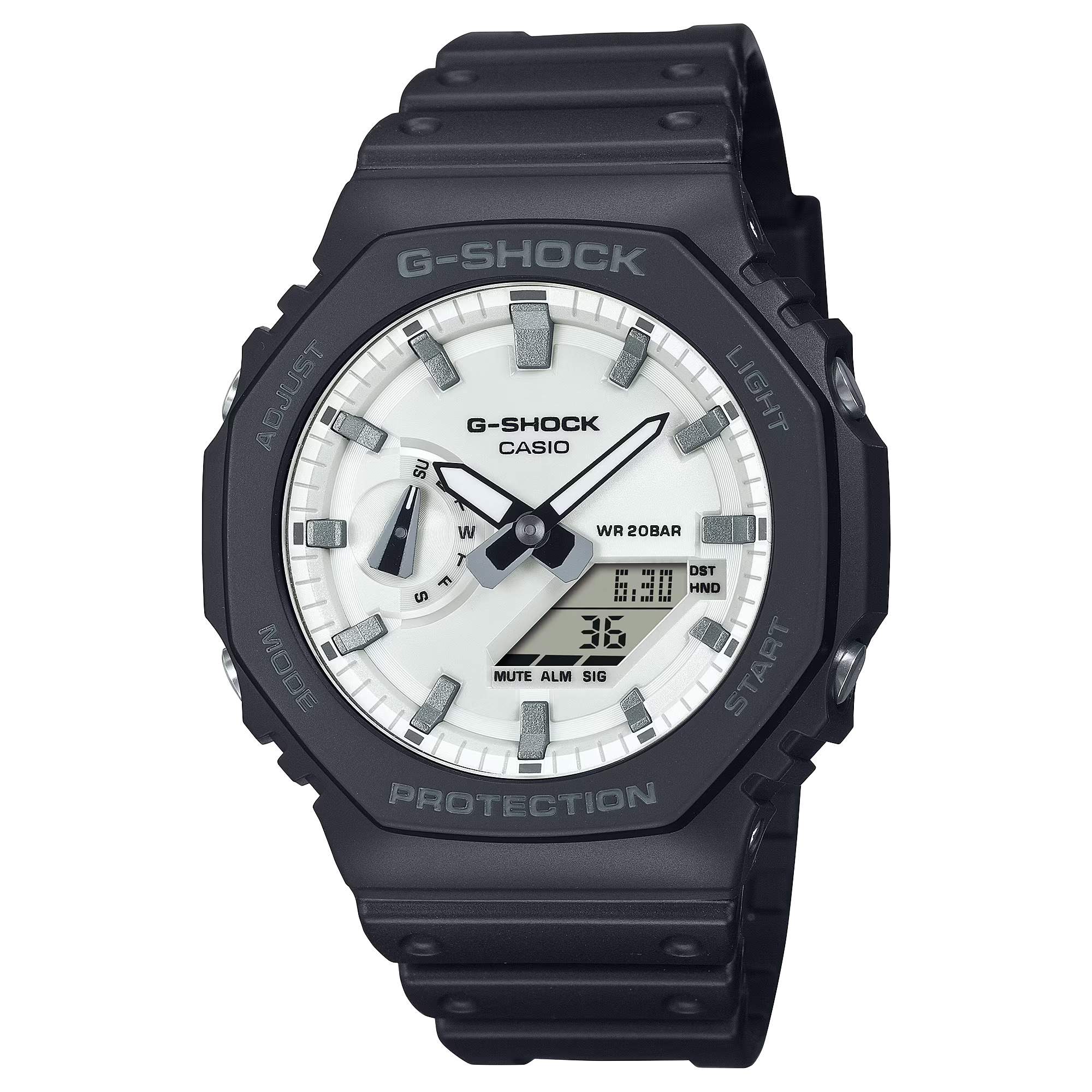 G-SHOCK Men's Watch Analog-Digital Black and Brilliant White - GA-2100WD-1ADR