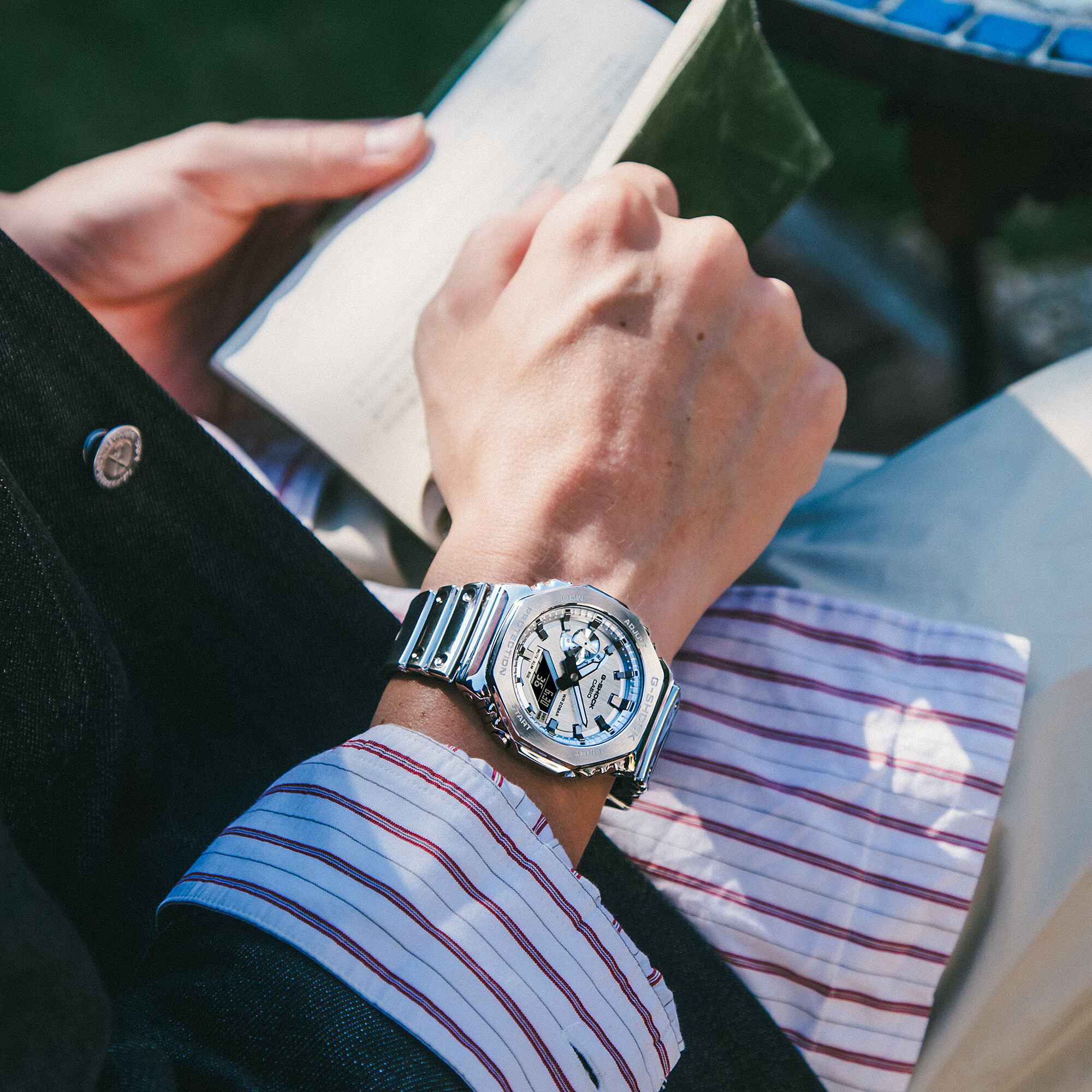 G-SHOCK G-STEEL FINE METALLIC SERIES Silver Men's Watch Analog-Digital - GM-2100YM-8ADR