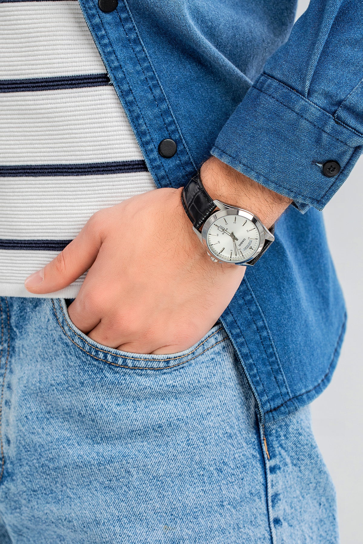 Men's Analog Leather Band - MTP-1370L-7AVDF