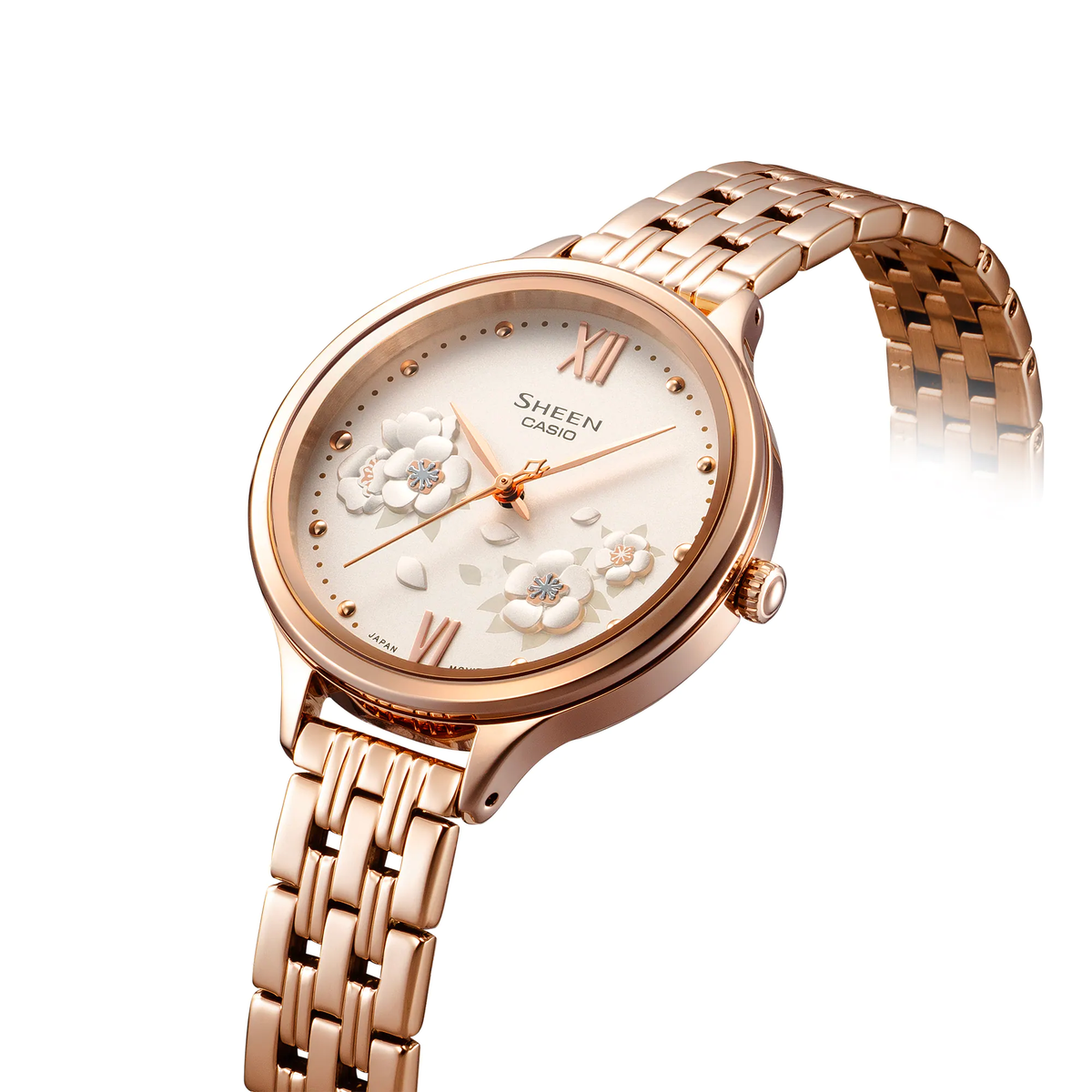 Casio Women's Stainless Steel Band Pink gold ion plated band - SHE-4551PG-7AUDF